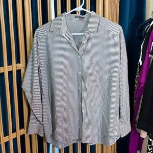 VINCE striped button front top 6